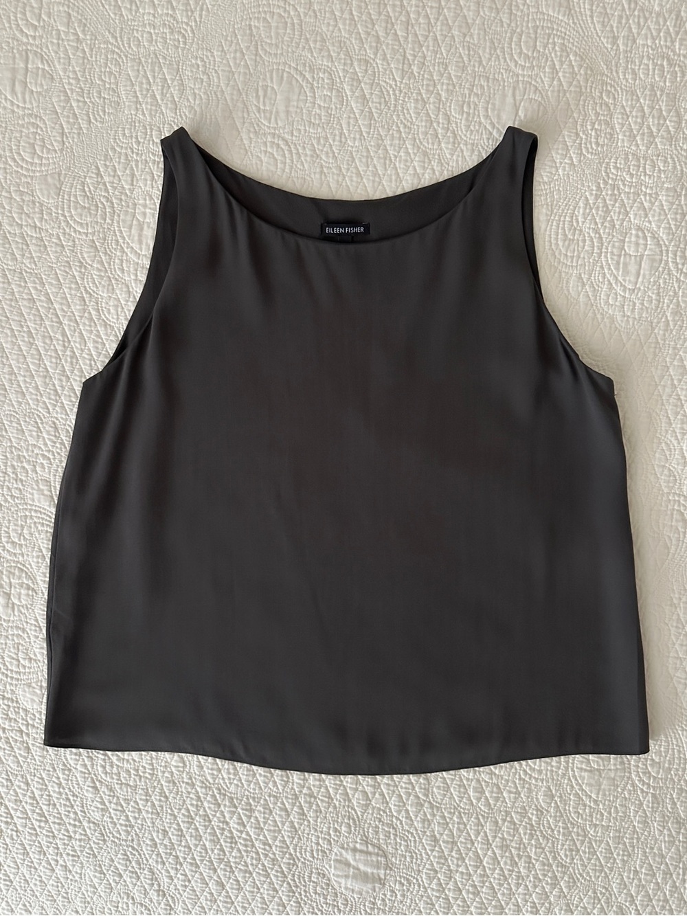 Eileen Fisher 100% Silk Georgette Crepe Short Shell Sleeveless Top Tank XL